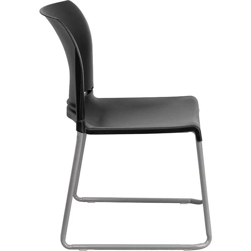 Set of 5 Heavy-Duty Black Contoured Stack Chairs with Sled Base - 880 lb Capacity - Platinum-Level Office Chairs