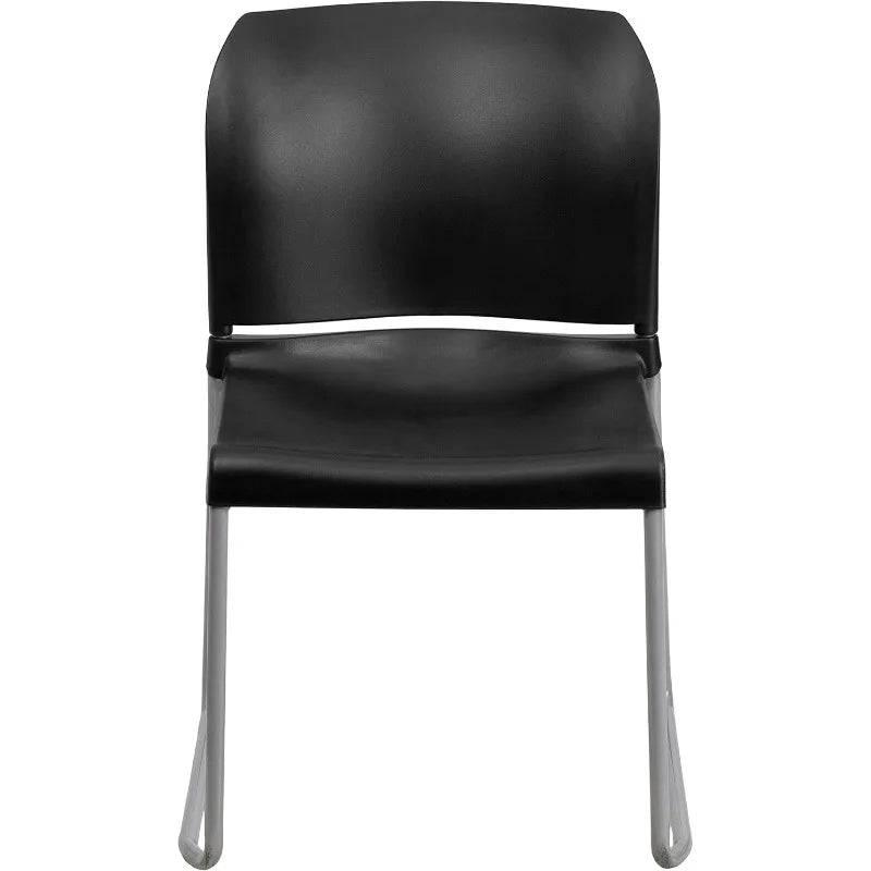 Set of 5 Heavy-Duty Black Contoured Stack Chairs with Sled Base - 880 lb Capacity - Platinum-Level Office Chairs