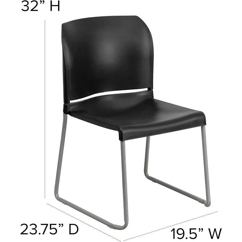 Set of 5 Heavy-Duty Black Contoured Stack Chairs with Sled Base - 880 lb Capacity - Platinum-Level Office Chairs