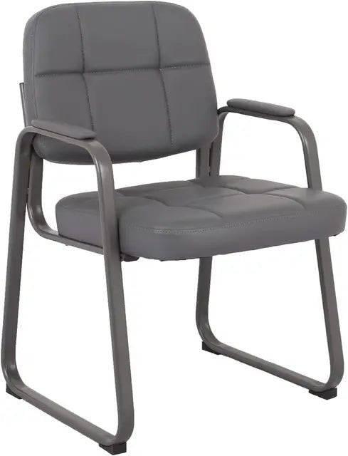 Black Bonded Leather Guest Chairs with Padded Armrests for Office Reception - Set of 4 - Platinum-Level Office Chairs
