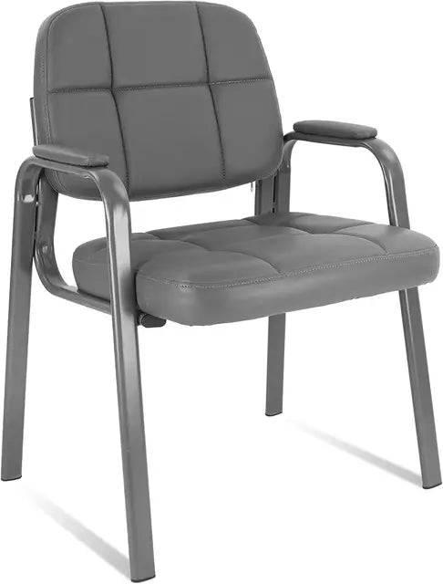 Black Bonded Leather Guest Chairs with Padded Armrests for Office Reception - Set of 4 - Platinum-Level Office Chairs
