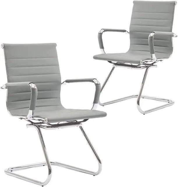 Ergonomic Leather Reception Chairs with Sled Base for Office and Conference Rooms - Platinum-Level Office Chairs