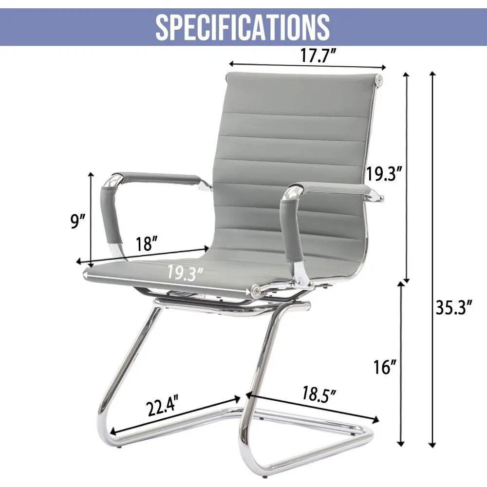 Ergonomic Leather Reception Chairs with Sled Base for Office and Conference Rooms - Platinum-Level Office Chairs