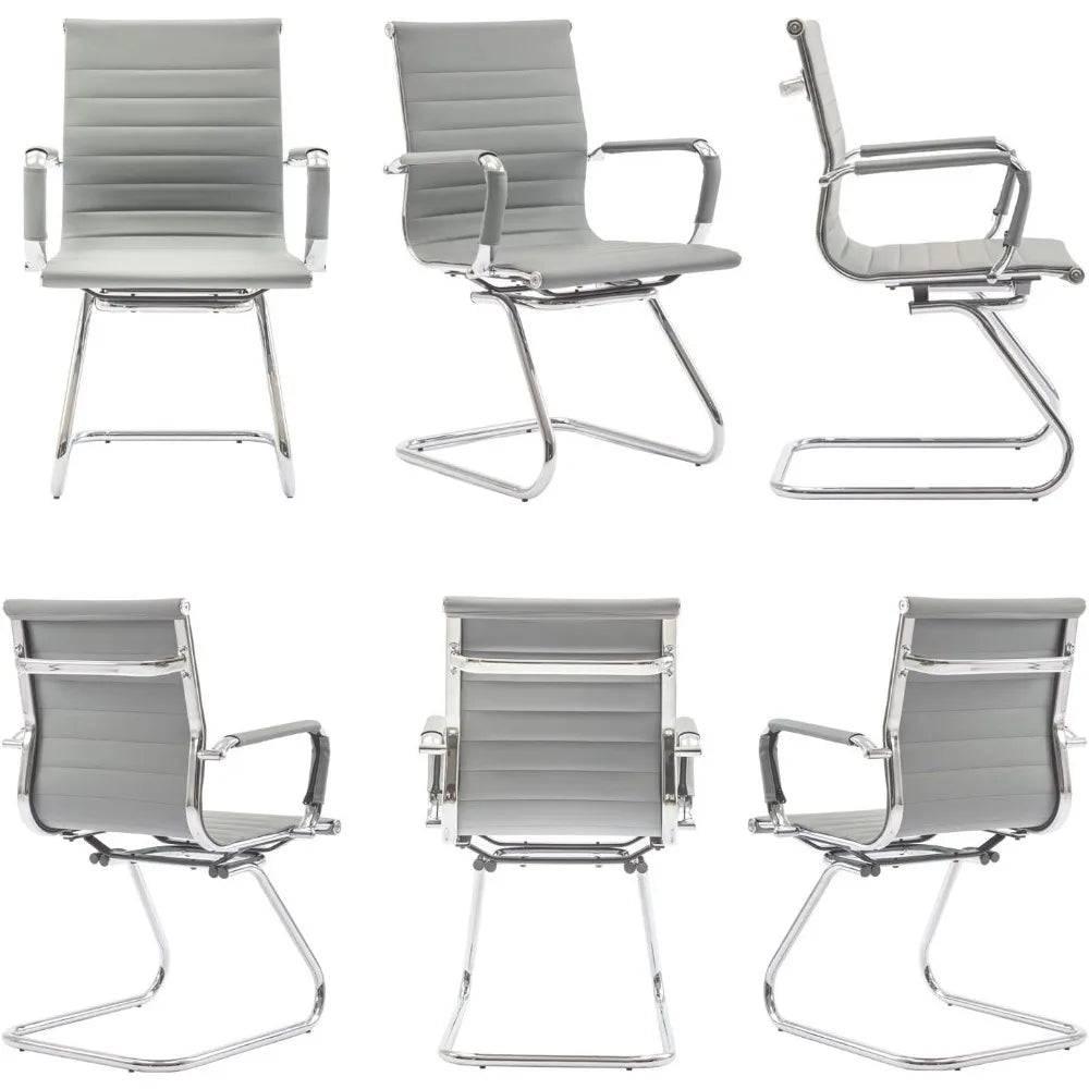 Ergonomic Leather Reception Chairs with Sled Base for Office and Conference Rooms - Platinum-Level Office Chairs