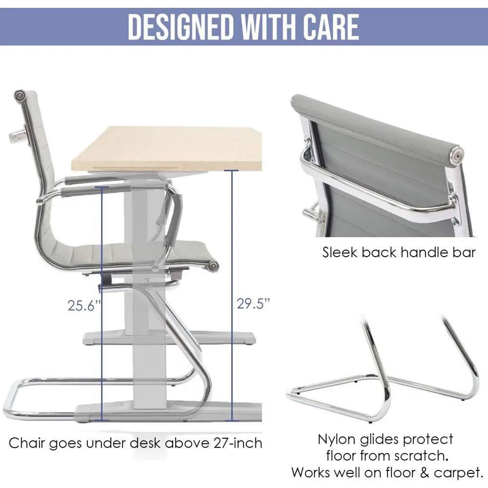 Ergonomic Leather Reception Chairs with Sled Base for Office and Conference Rooms - Platinum-Level Office Chairs