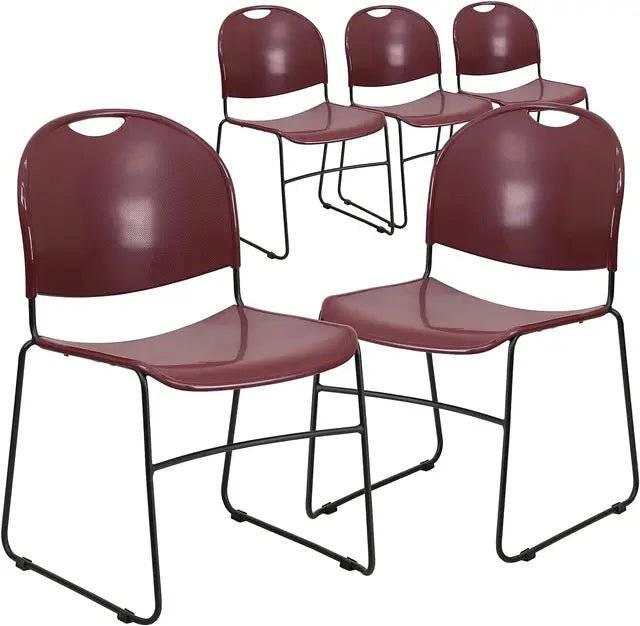 Hercules Series Ergonomic Ultra-Compact Stacking Chairs for Events and Waiting Areas, Set of 5 with Contoured Seats - Platinum-Level Office Chairs