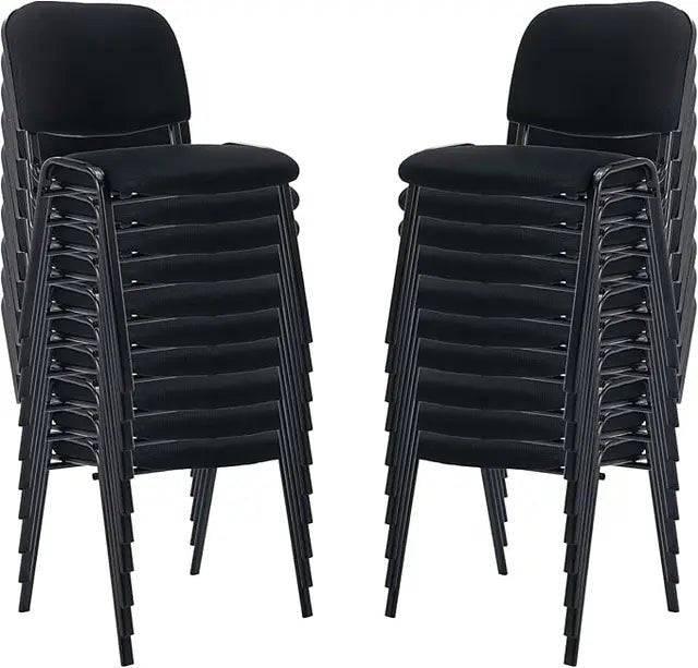 Ergonomic Black Stackable Conference Chairs Set of 20, PU Leather Reception Seating with Supportive Design - Platinum-Level Office Chairs