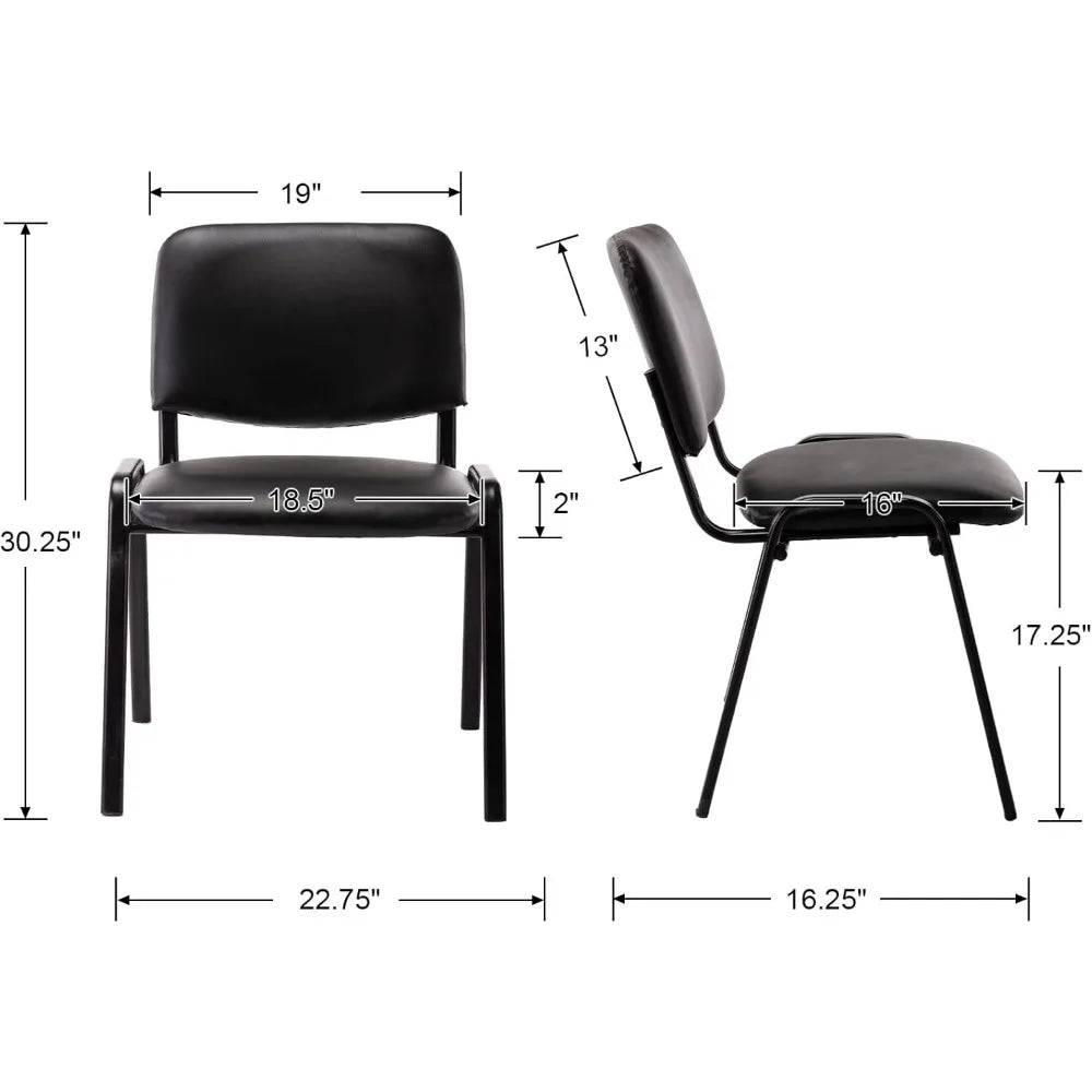 Ergonomic Black Stackable Conference Chairs Set of 20, PU Leather Reception Seating with Supportive Design - Platinum-Level Office Chairs