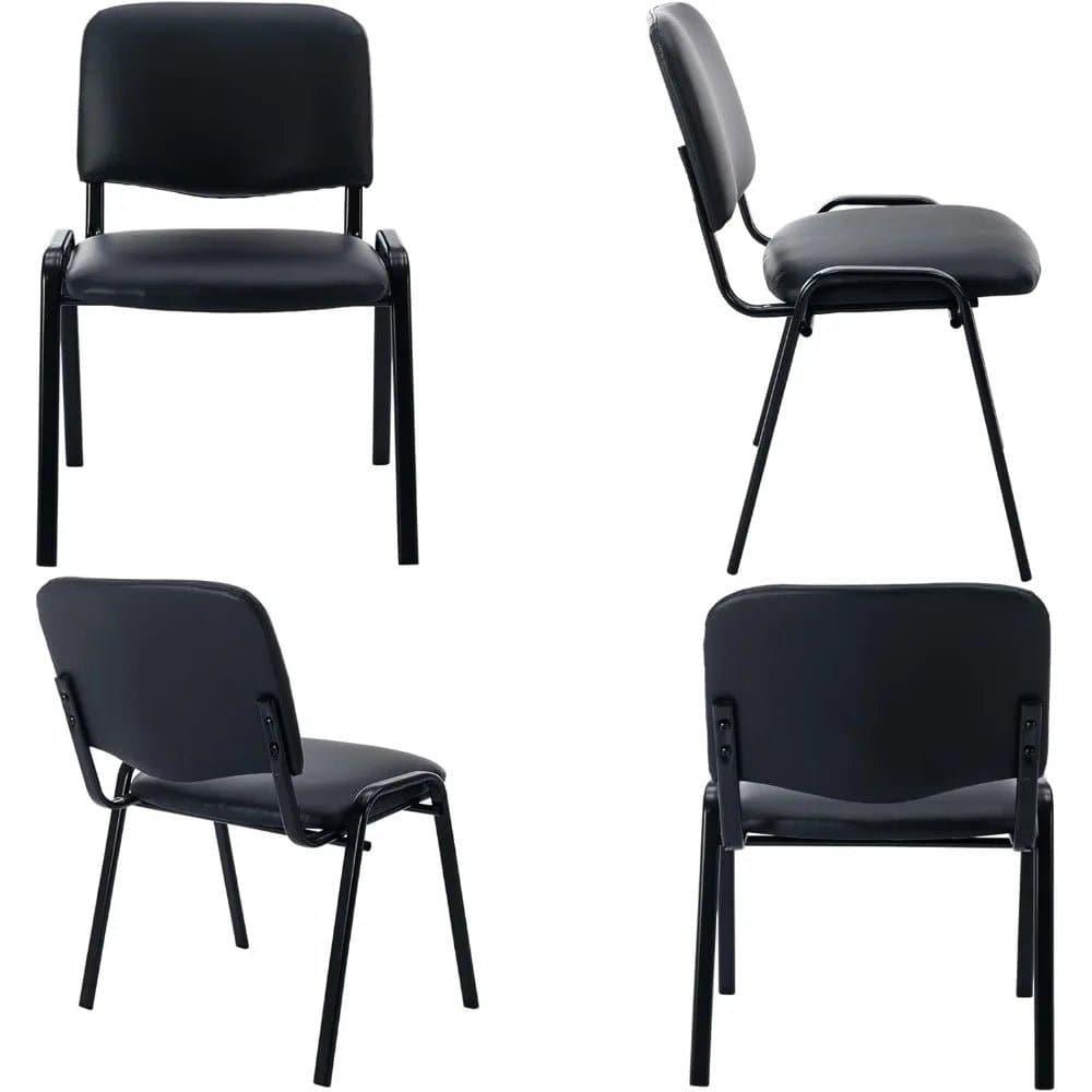 Ergonomic Black Stackable Conference Chairs Set of 20, PU Leather Reception Seating with Supportive Design - Platinum-Level Office Chairs