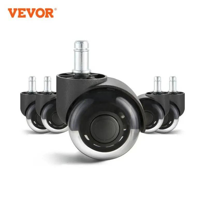 VEVOR Universal Office Chair Replacement Wheels - Set of 5 Dual Ball Bearing Casters for Hardwood and Carpeted Floors - Platinum-Level Office Chairs