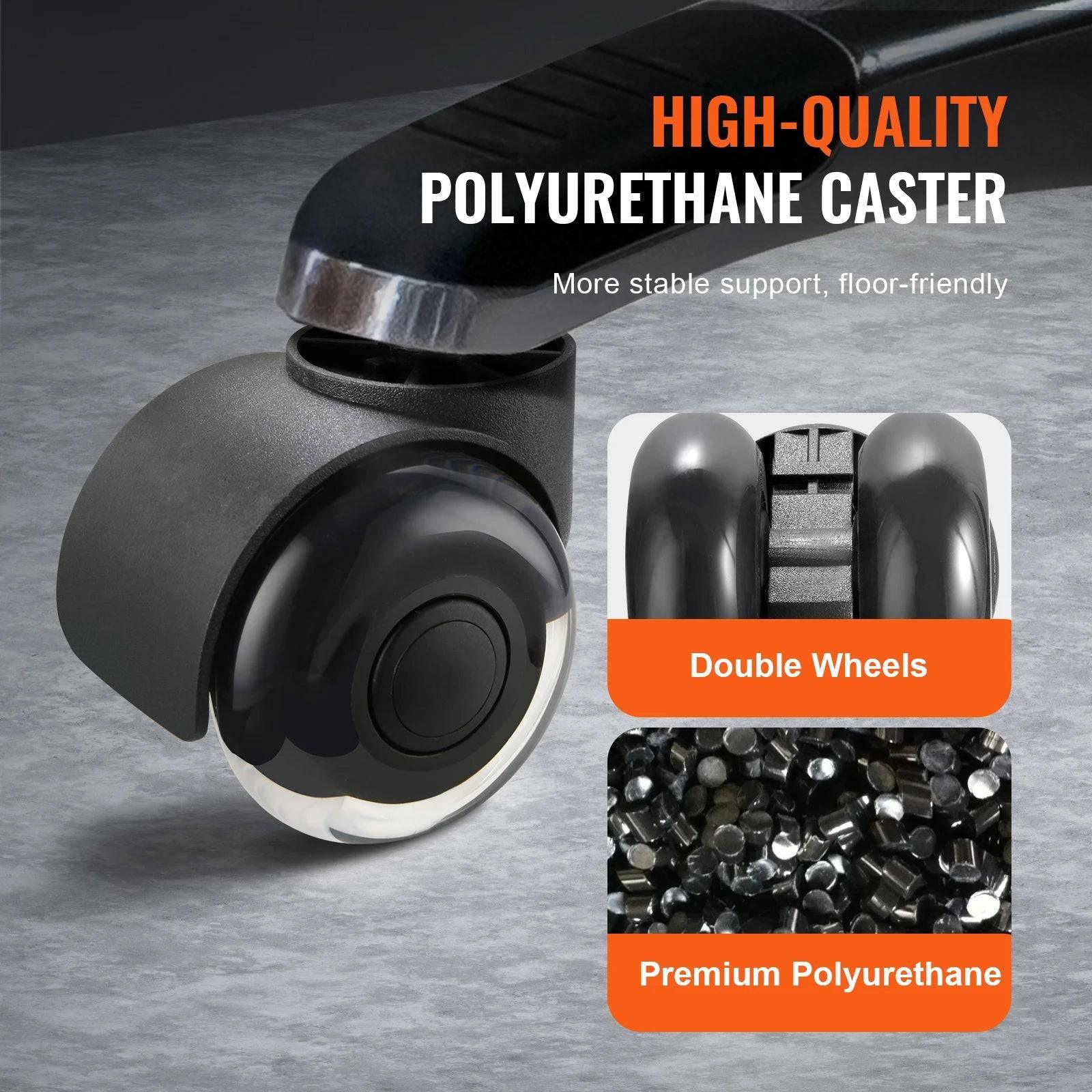 VEVOR Universal Office Chair Replacement Wheels - Set of 5 Dual Ball Bearing Casters for Hardwood and Carpeted Floors - Platinum-Level Office Chairs