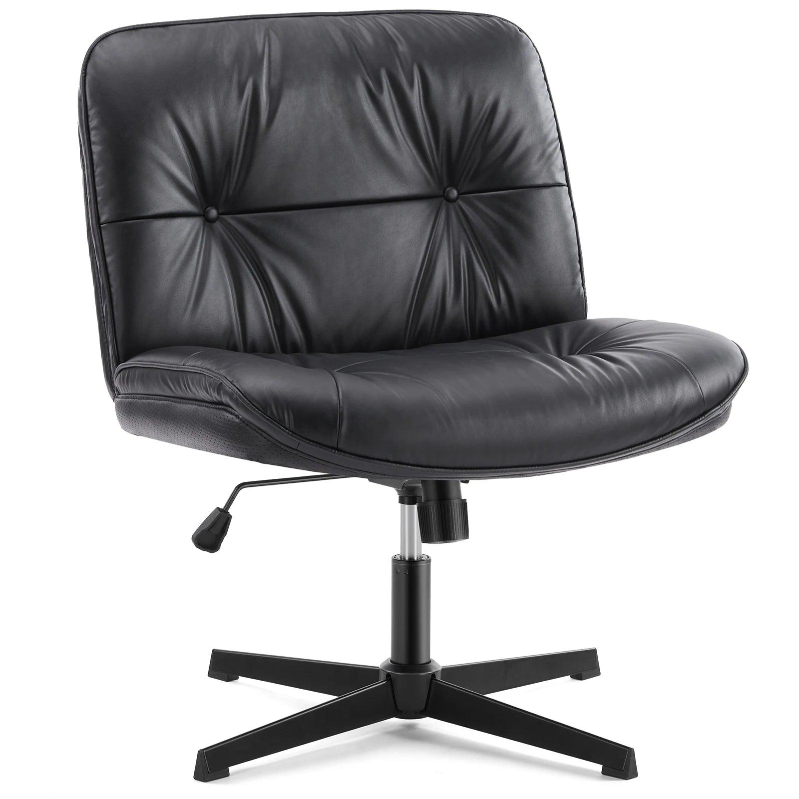 JHK PU Leather Cross Legged Office Chair Adjustable Swivel Desk Chair - Platinum-Level Office Chairs