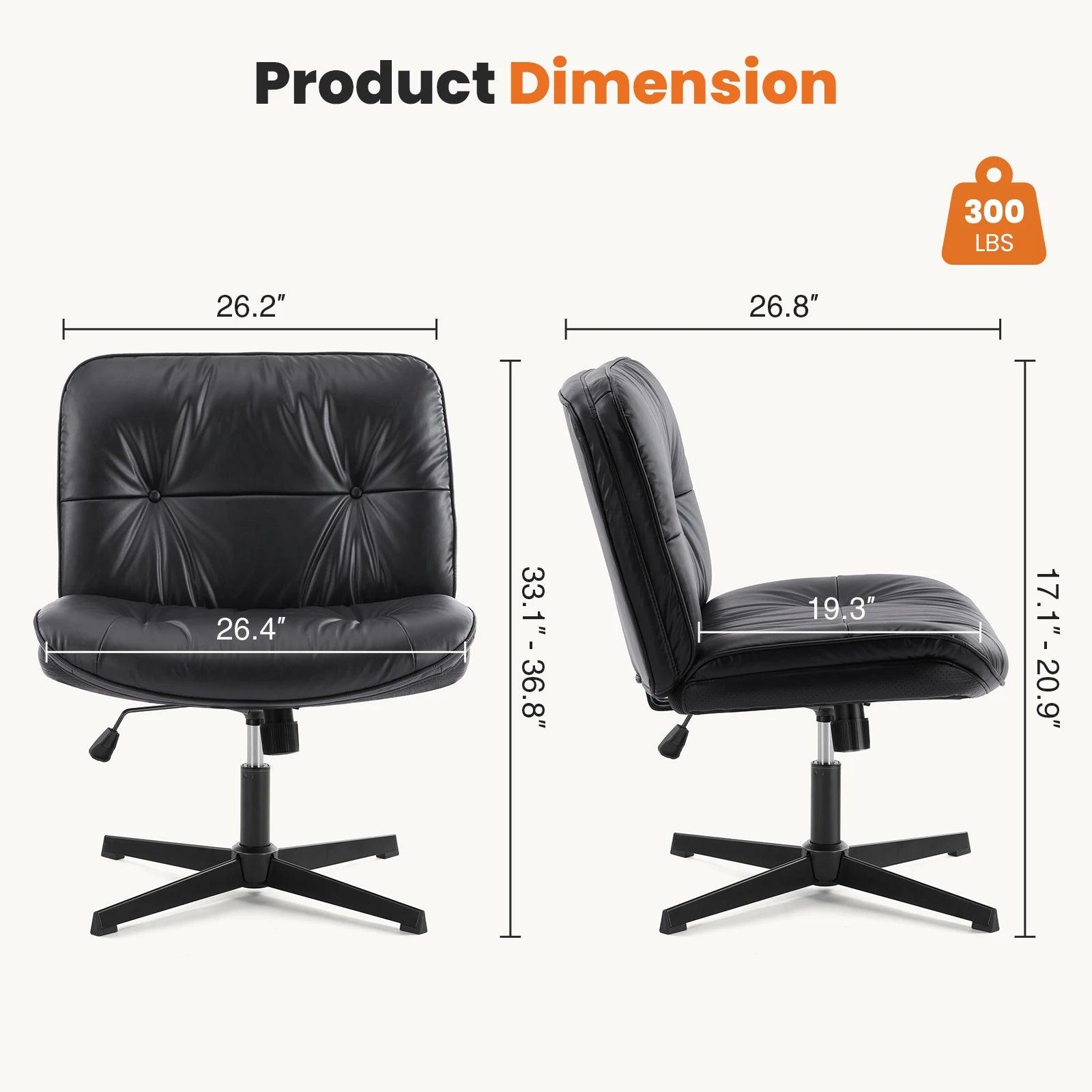 JHK PU Leather Cross Legged Office Chair Adjustable Swivel Desk Chair - Platinum-Level Office Chairs