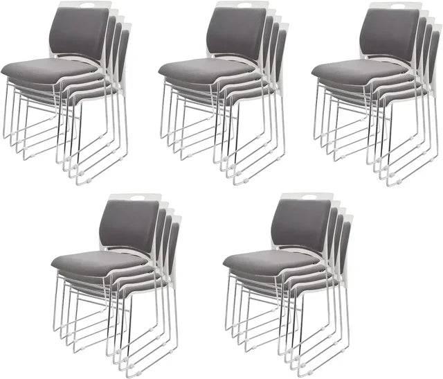 Set of 4 High-Capacity Stacking Chairs for Home and Office - Sleek Gray Reception Chairs with Sled Base - Platinum-Level Office Chairs