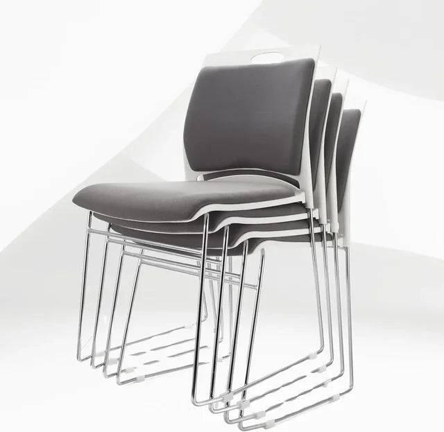 Set of 4 High-Capacity Stacking Chairs for Home and Office - Sleek Gray Reception Chairs with Sled Base - Platinum-Level Office Chairs