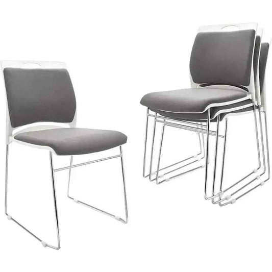 High Capacity Stacking Chairs Set Of 4 For Home And Office Sleek Gray