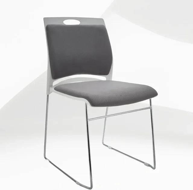 Set of 4 High-Capacity Stacking Chairs for Home and Office - Sleek Gray Reception Chairs with Sled Base - Platinum-Level Office Chairs