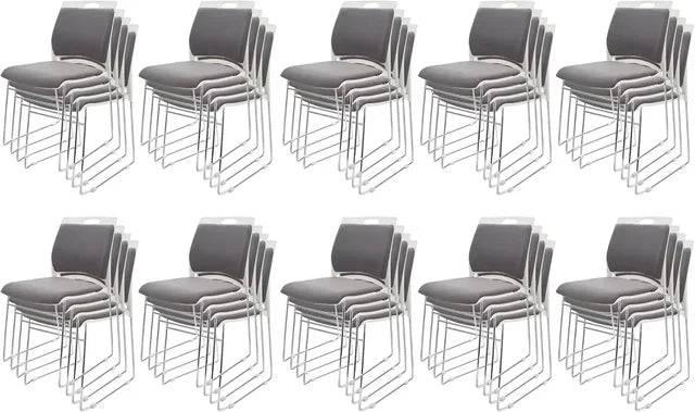 Set of 4 High-Capacity Stacking Chairs for Home and Office - Sleek Gray Reception Chairs with Sled Base - Platinum-Level Office Chairs