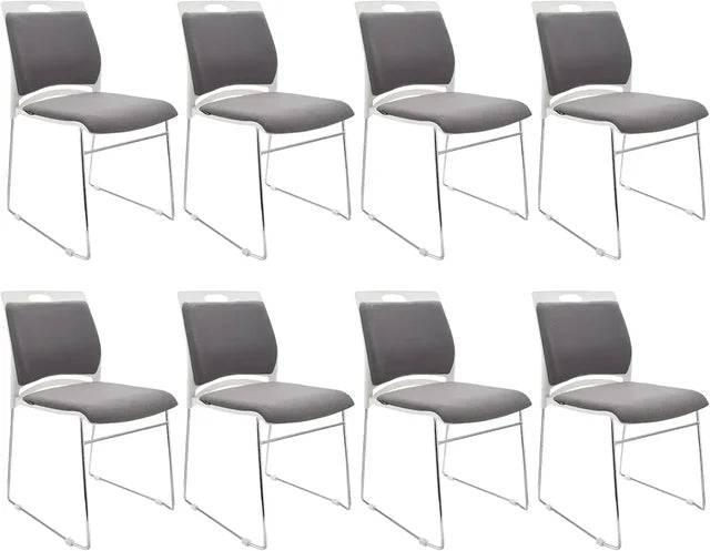 Set of 4 High-Capacity Stacking Chairs for Home and Office - Sleek Gray Reception Chairs with Sled Base - Platinum-Level Office Chairs