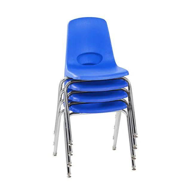 18-Inch Stackable Student Chair Set of 4 with Chromed Steel Legs and Self-Leveling Swivel Glides for Classroom and Home Learning - Platinum-Level Office Chairs
