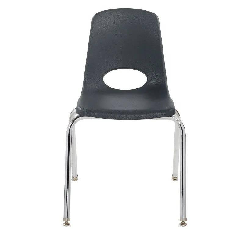 18-Inch Stackable Student Chair Set of 4 with Chromed Steel Legs and Self-Leveling Swivel Glides for Classroom and Home Learning - Platinum-Level Office Chairs