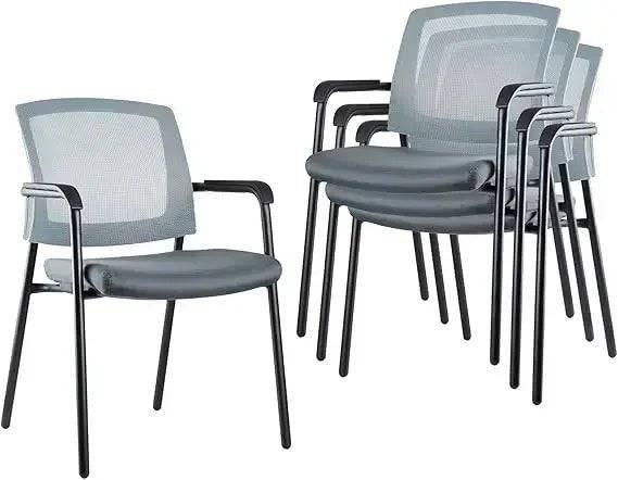 Ergonomic Stackable Guest Chair with Mesh Back and Cushioned Seat for Office Reception and Conference Rooms - Platinum-Level Office Chairs