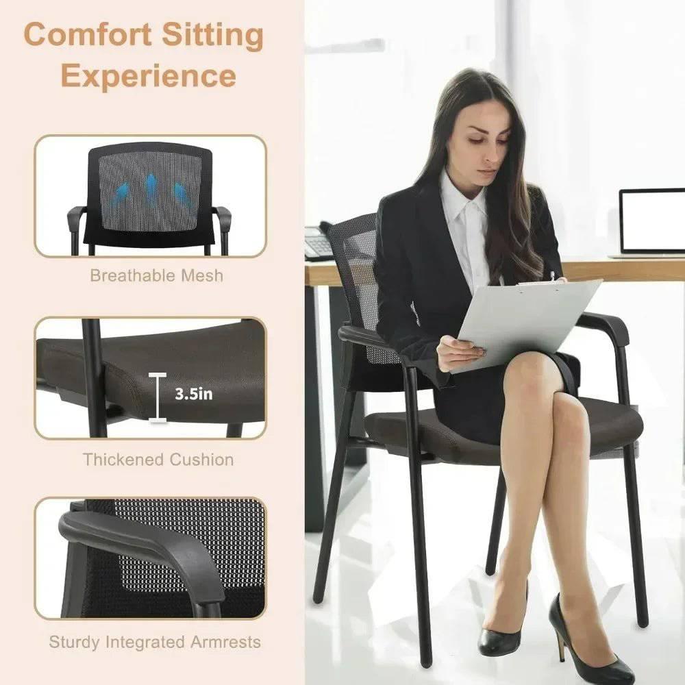 Ergonomic Stackable Guest Chair with Mesh Back and Cushioned Seat for Office Reception and Conference Rooms - Platinum-Level Office Chairs