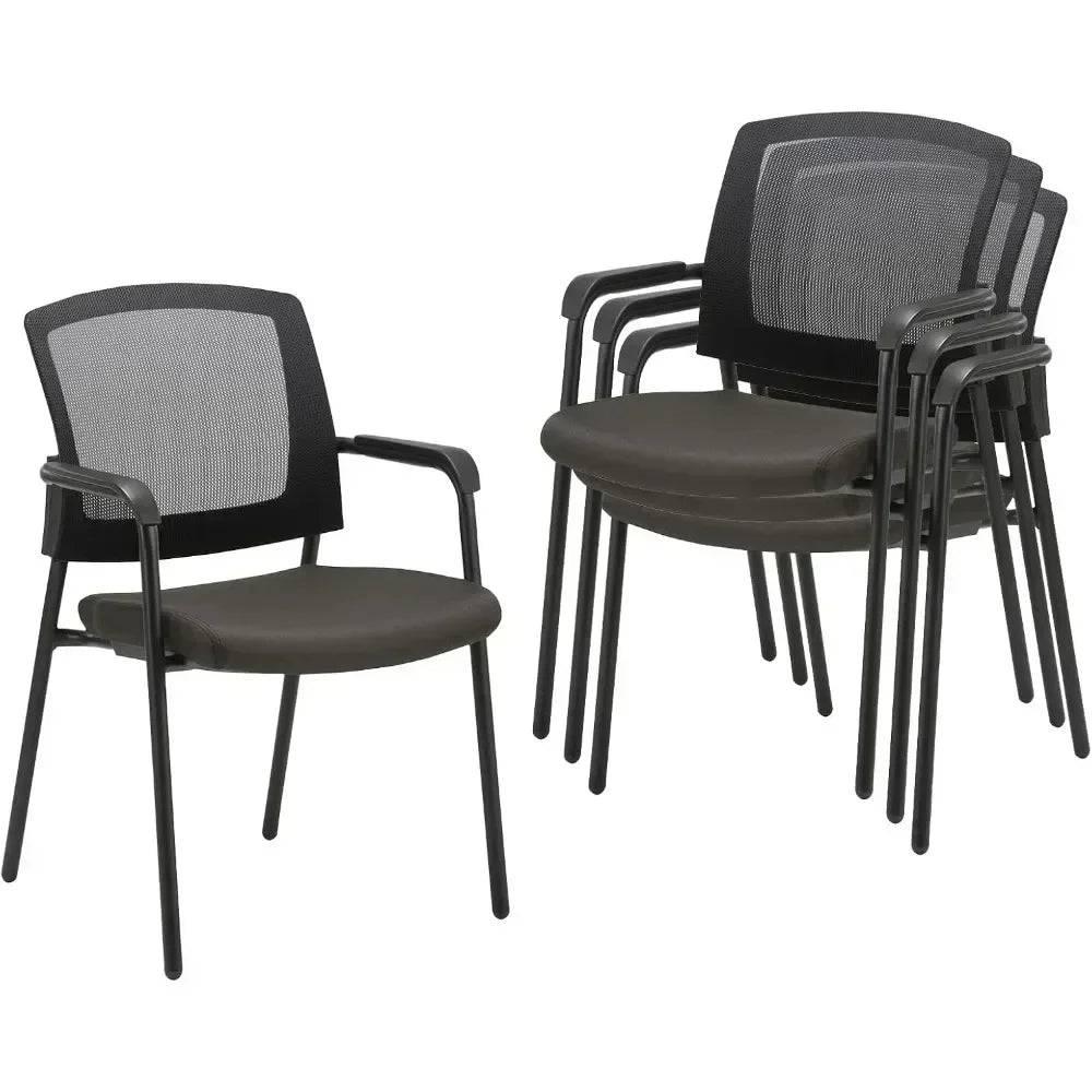 Ergonomic Stackable Guest Chair with Mesh Back and Cushioned Seat for Office Reception and Conference Rooms - Platinum-Level Office Chairs