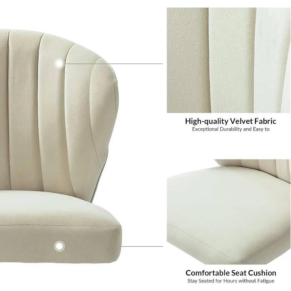 Adjustable Velvet Task Chair with Gold Casters, Compact Swivel Desk Chair for Home Office and Vanity - Platinum-Level Office Chairs