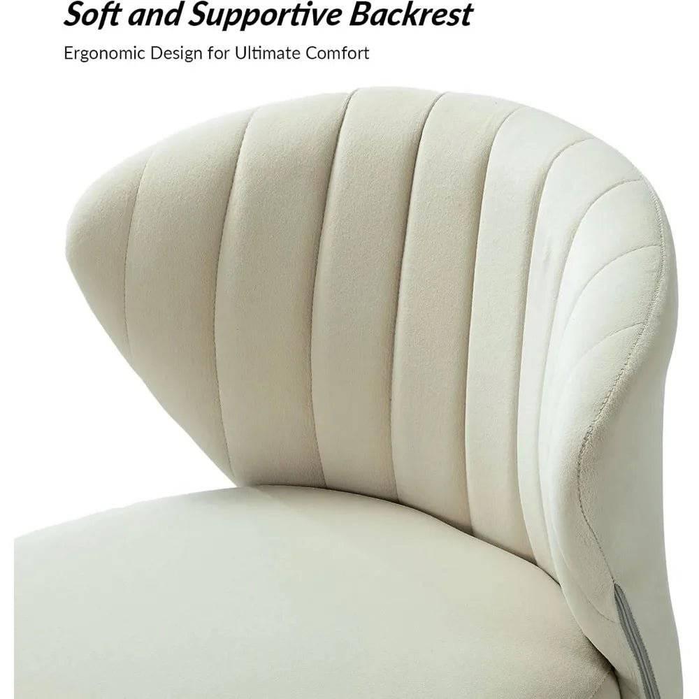 Adjustable Velvet Task Chair with Gold Casters, Compact Swivel Desk Chair for Home Office and Vanity - Platinum-Level Office Chairs