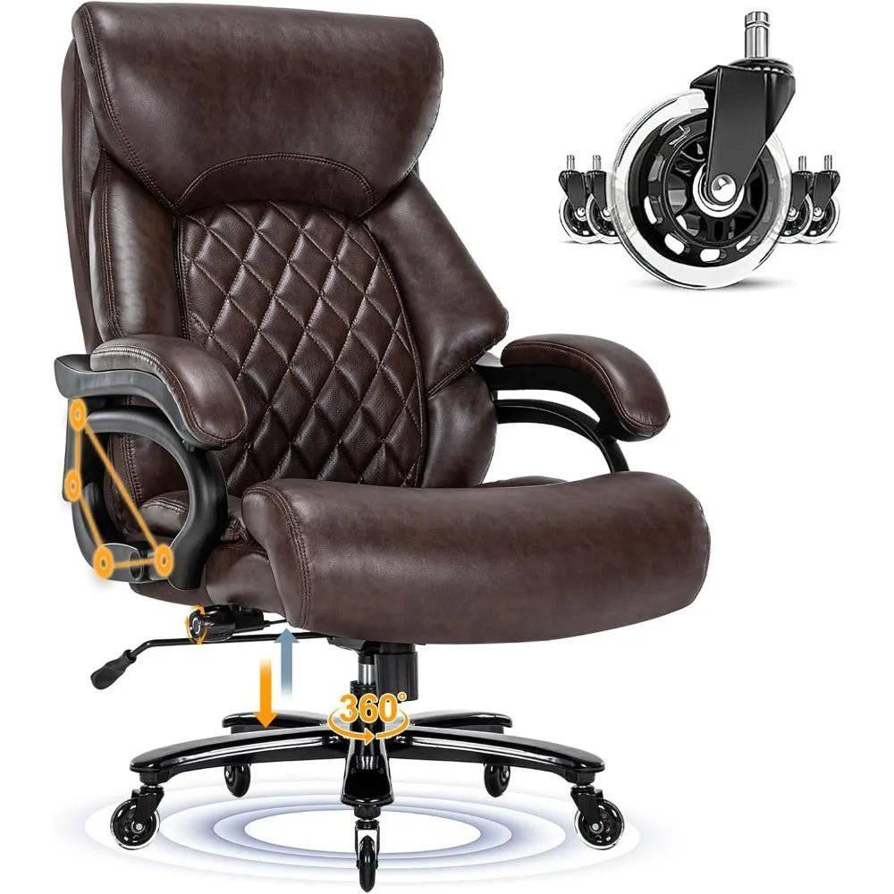 Extra Wide Big and Tall Executive Office Chair for Heavy Individuals, 500LBS Capacity High Back Comfort - Platinum-Level Office Chairs