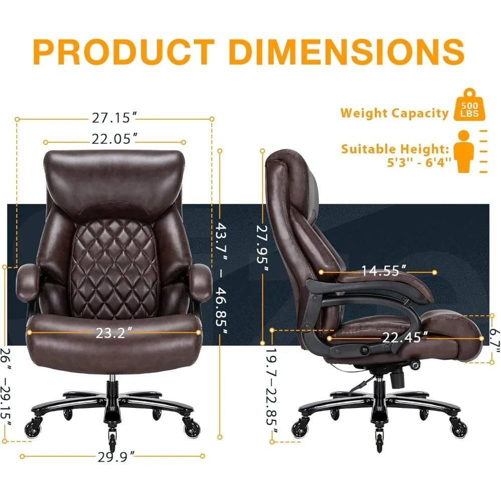 Extra Wide Big and Tall Executive Office Chair for Heavy Individuals, 500LBS Capacity High Back Comfort - Platinum-Level Office Chairs