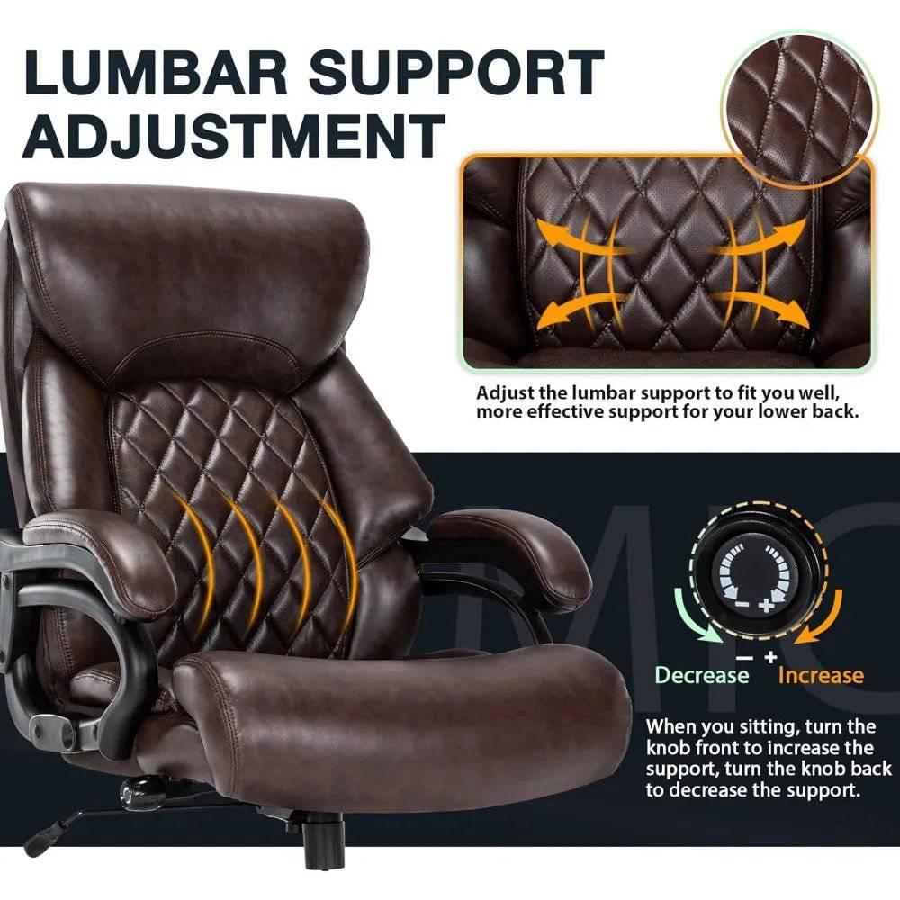 Extra Wide Big and Tall Executive Office Chair for Heavy Individuals, 500LBS Capacity High Back Comfort - Platinum-Level Office Chairs