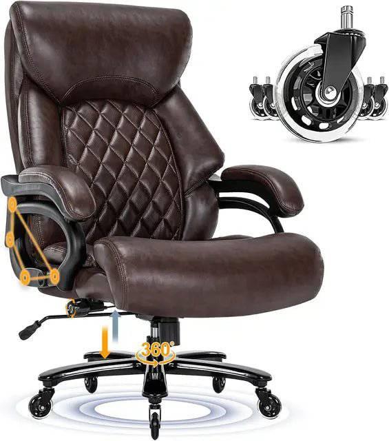 Extra Wide Big and Tall Executive Office Chair for Heavy Individuals, 500LBS Capacity High Back Comfort - Platinum-Level Office Chairs