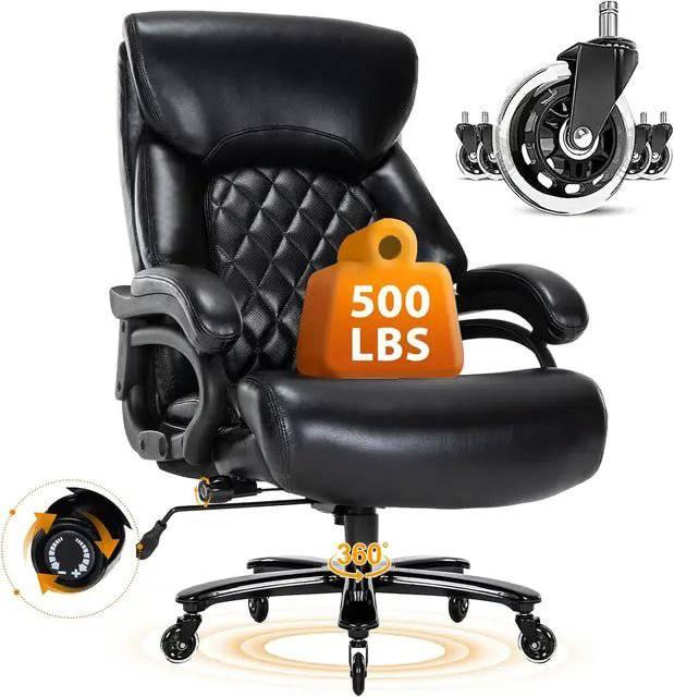 Extra Wide Big and Tall Executive Office Chair for Heavy Individuals, 500LBS Capacity High Back Comfort - Platinum-Level Office Chairs