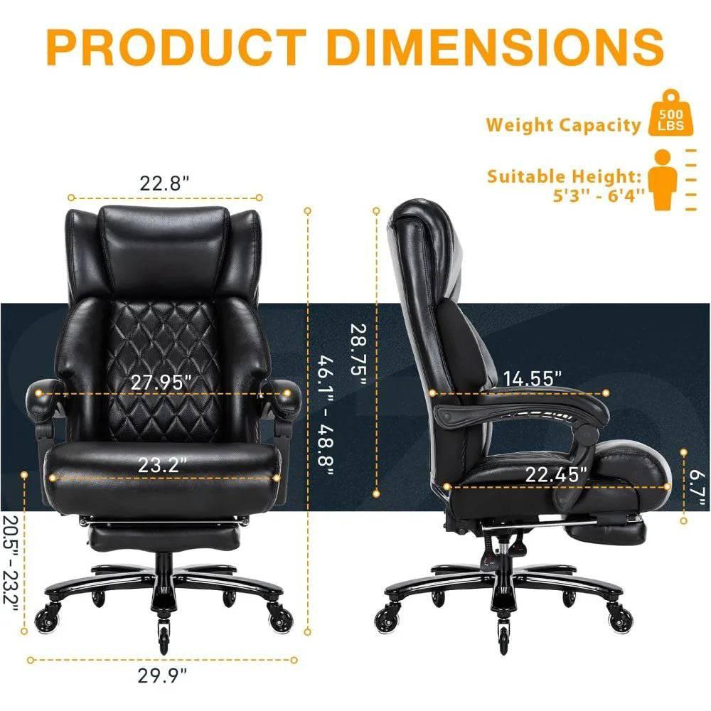 Heavy-Duty Executive Office Chair for Big and Tall Individuals, Adjustable High Back Recliner with Comfortable Wide Seat - Platinum-Level Office Chairs