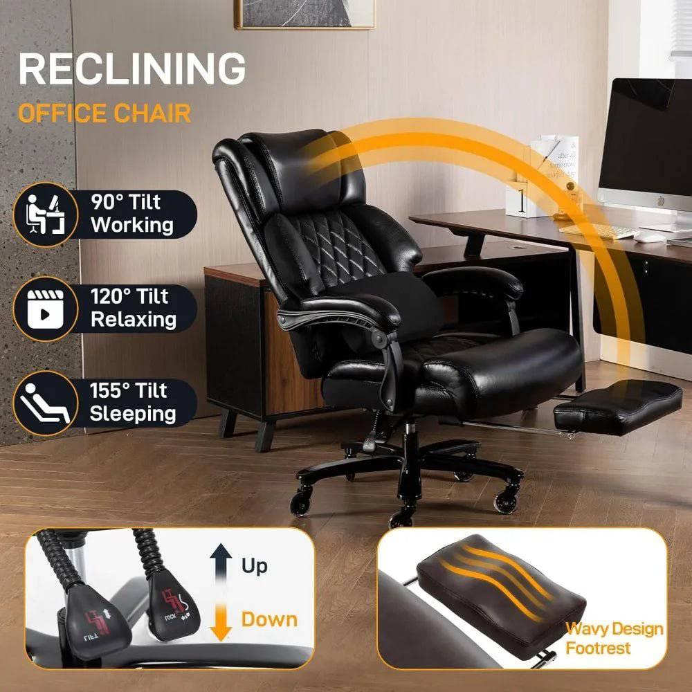 Heavy-Duty Executive Office Chair for Big and Tall Individuals, Adjustable High Back Recliner with Comfortable Wide Seat - Platinum-Level Office Chairs