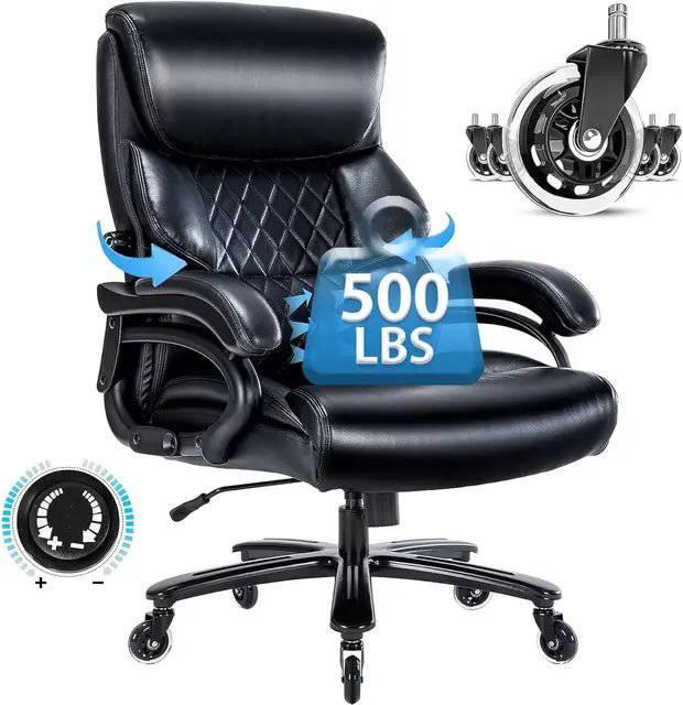 Heavy-Duty Executive Rolling Office Chair for Big and Tall Users - 500 LBS Capacity with Adjustable Lumbar Support - Platinum-Level Office Chairs