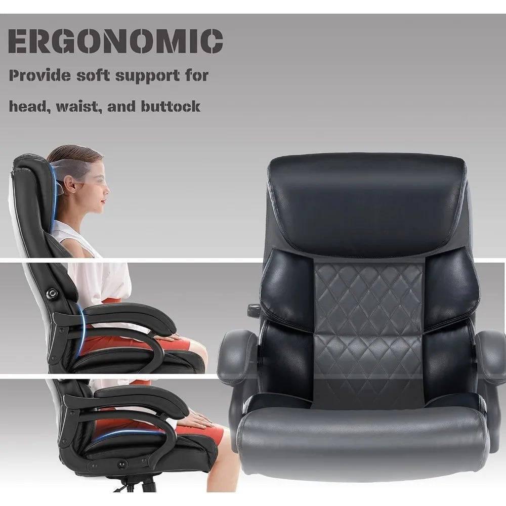 Heavy-Duty Executive Rolling Office Chair for Big and Tall Users - 500 LBS Capacity with Adjustable Lumbar Support - Platinum-Level Office Chairs