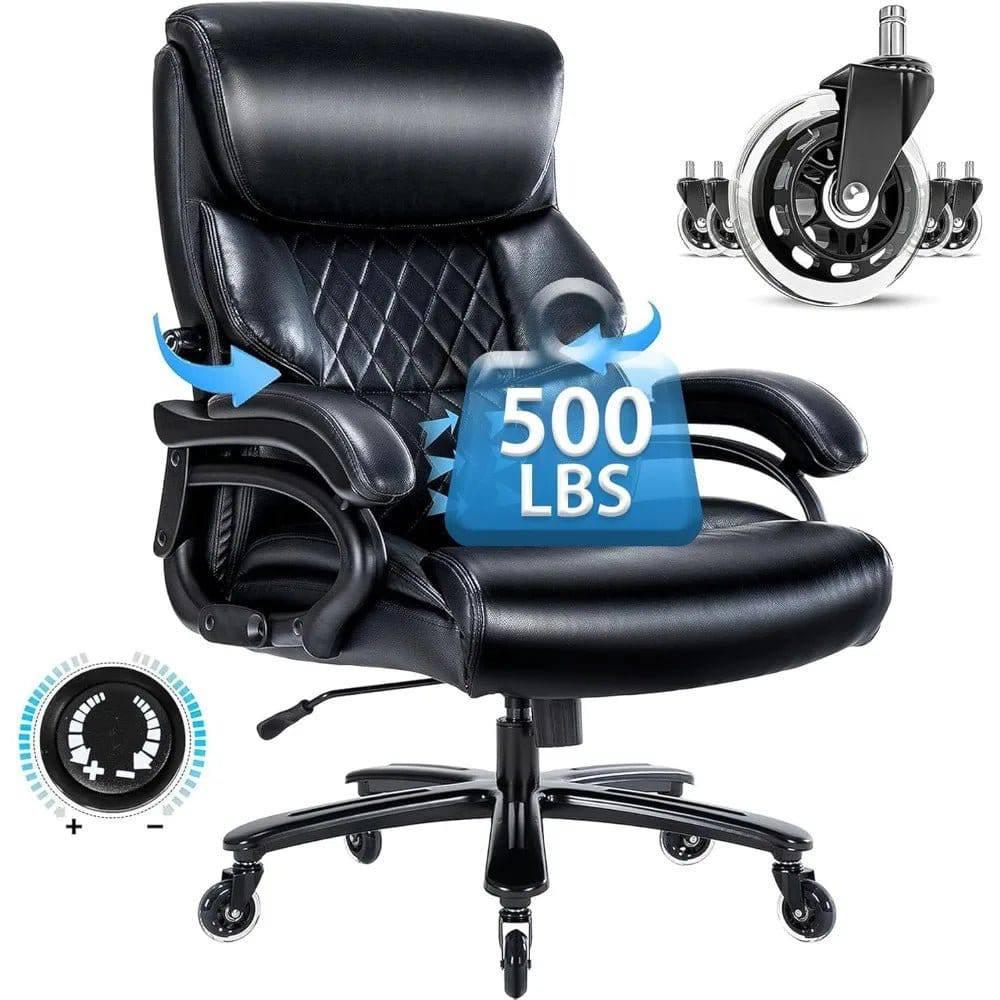 Heavy-Duty Executive Rolling Office Chair for Big and Tall Users - 500 LBS Capacity with Adjustable Lumbar Support - Platinum-Level Office Chairs