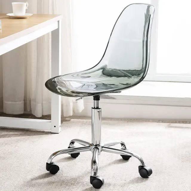 Modern Acrylic Swivel Desk Chair with Gold Legs - Armless Adjustable Home Office Vanity Chair - Platinum-Level Office Chairs