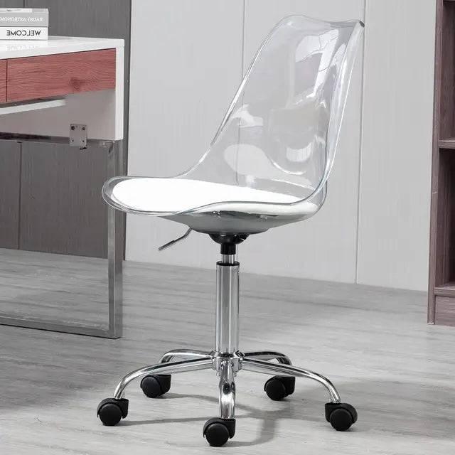 Modern Acrylic Swivel Desk Chair with Gold Legs - Armless Adjustable Home Office Vanity Chair - Platinum-Level Office Chairs