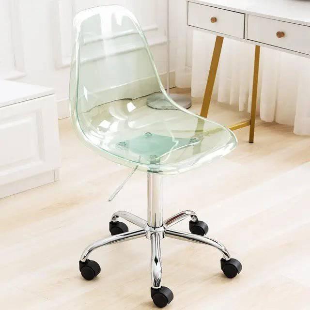 Modern Acrylic Swivel Desk Chair with Gold Legs - Armless Adjustable Home Office Vanity Chair - Platinum-Level Office Chairs