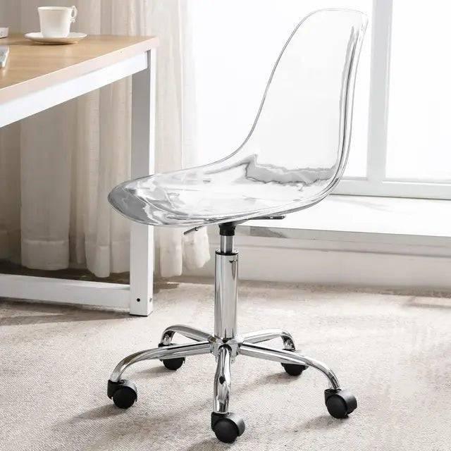 Modern Acrylic Swivel Desk Chair with Gold Legs - Armless Adjustable Home Office Vanity Chair - Platinum-Level Office Chairs