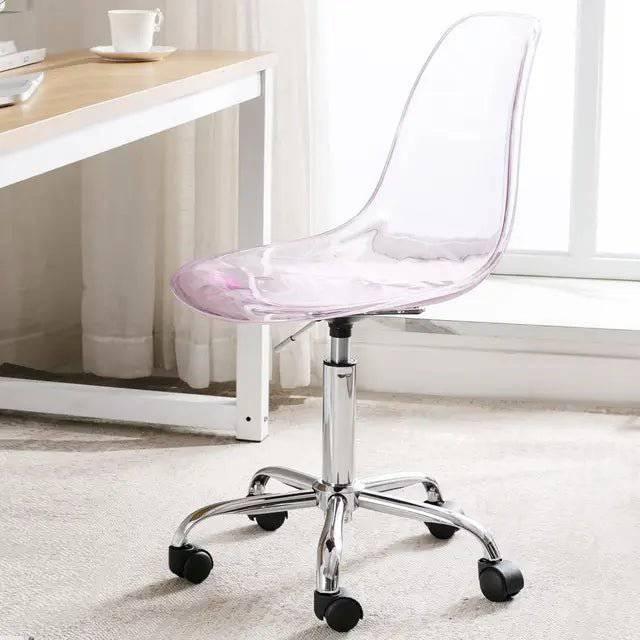 Modern Acrylic Swivel Desk Chair with Gold Legs - Armless Adjustable Home Office Vanity Chair - Platinum-Level Office Chairs