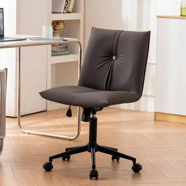 Modern Armless Leather Office Chair - Comfortable Swivel Desk Chair with Wheels for Home and Office - Platinum-Level Office Chairs