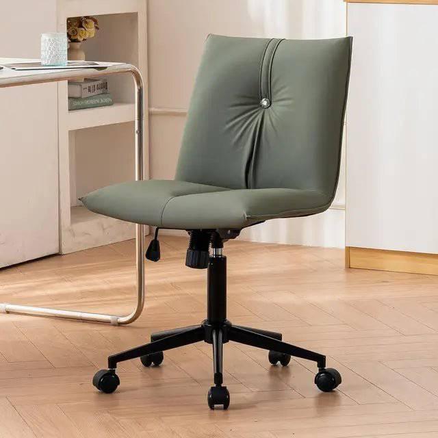 Modern Armless Leather Office Chair - Comfortable Swivel Desk Chair with Wheels for Home and Office - Platinum-Level Office Chairs