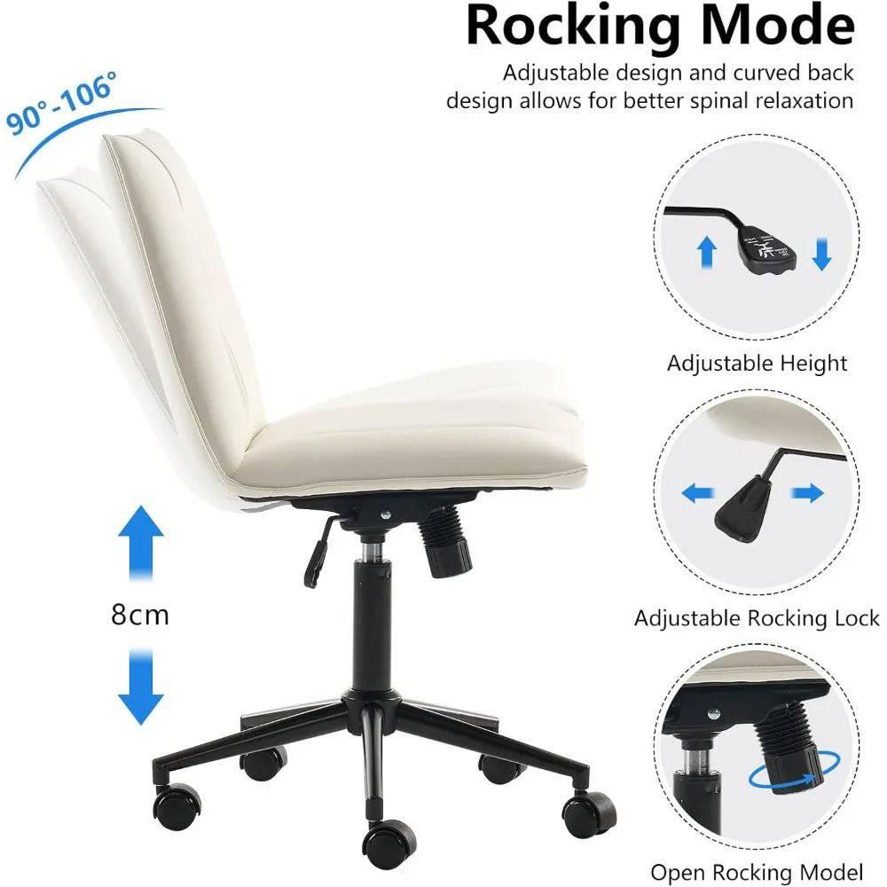 Modern Armless Leather Office Chair - Comfortable Swivel Desk Chair with Wheels for Home and Office - Platinum-Level Office Chairs