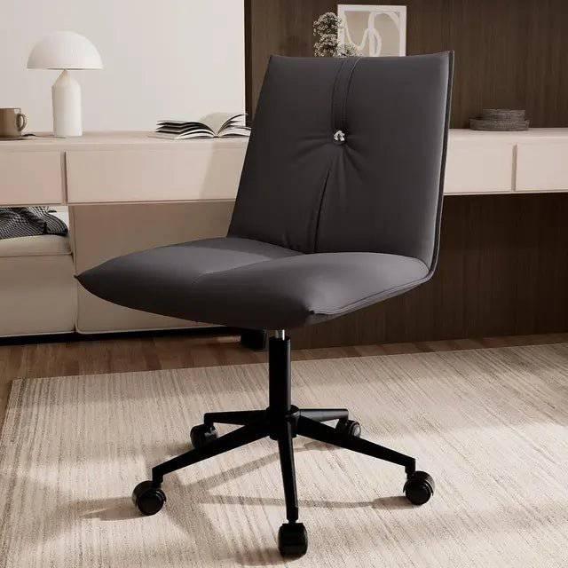 Modern Armless Leather Office Chair - Comfortable Swivel Desk Chair with Wheels for Home and Office - Platinum-Level Office Chairs