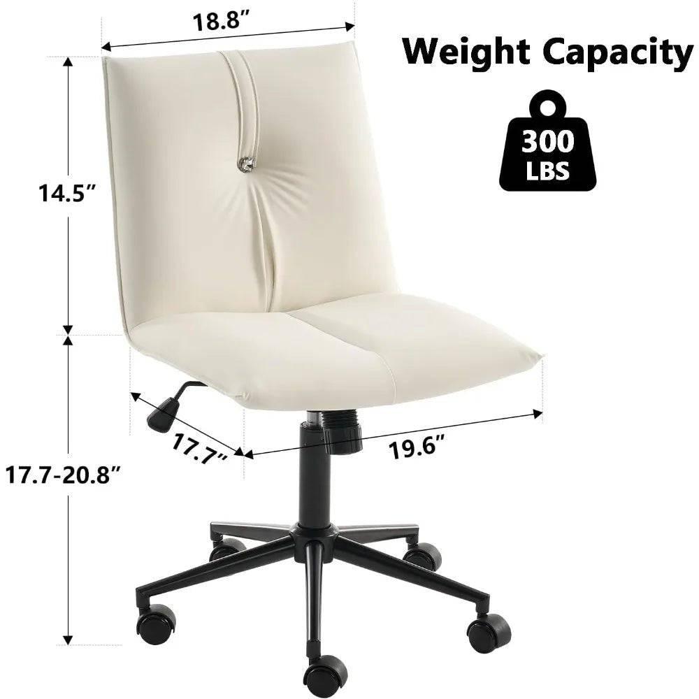 Modern Armless Leather Office Chair - Comfortable Swivel Desk Chair with Wheels for Home and Office - Platinum-Level Office Chairs